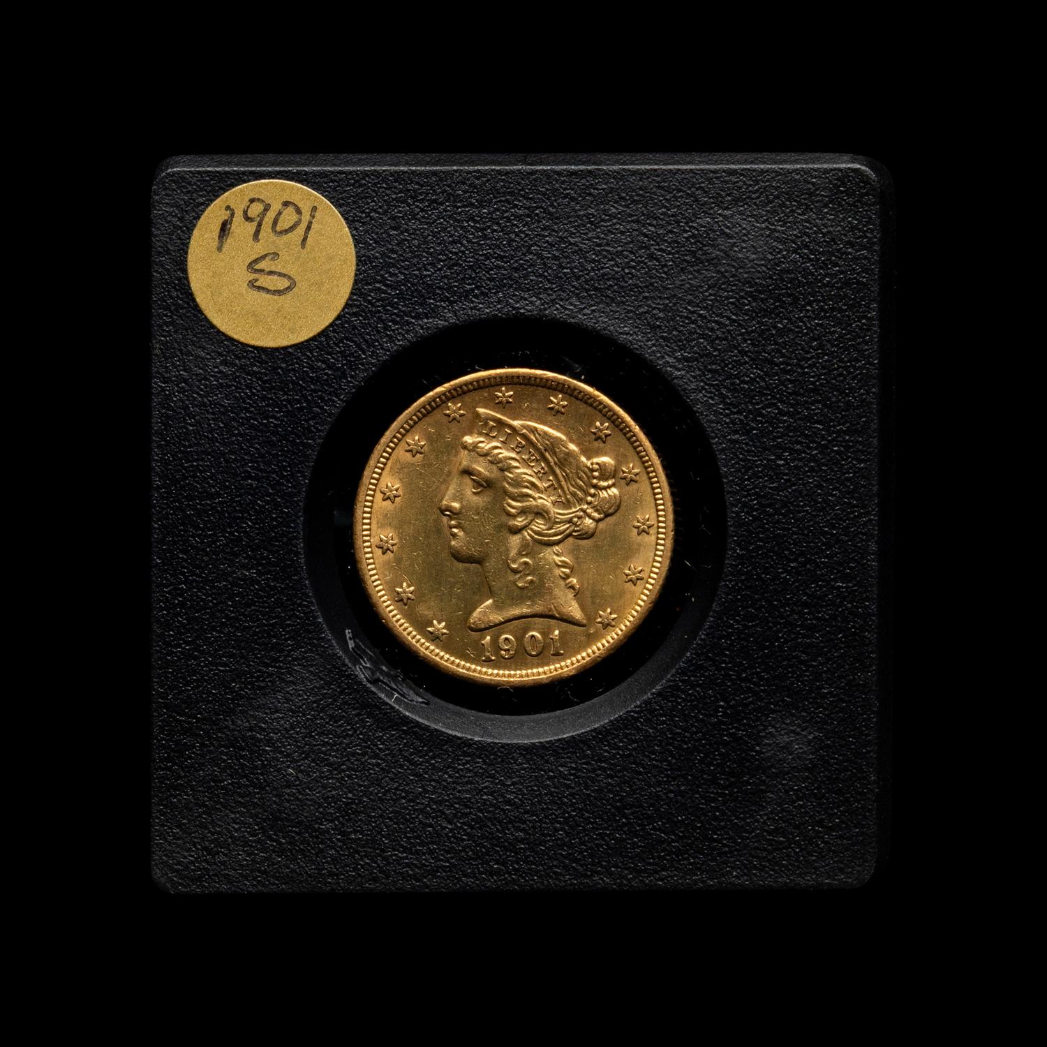 A 1901-S Liberty Head $5 Gold Coin