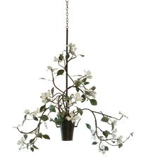 A Painted Tole Foliate Pendant Light