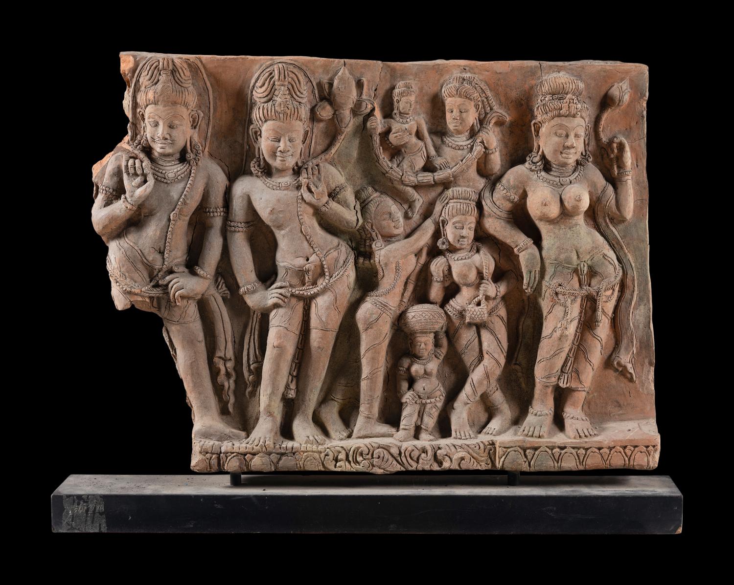 A Large Indian Carved Sandstone Relief Panel