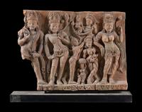 A Large Indian Carved Sandstone Relief Panel