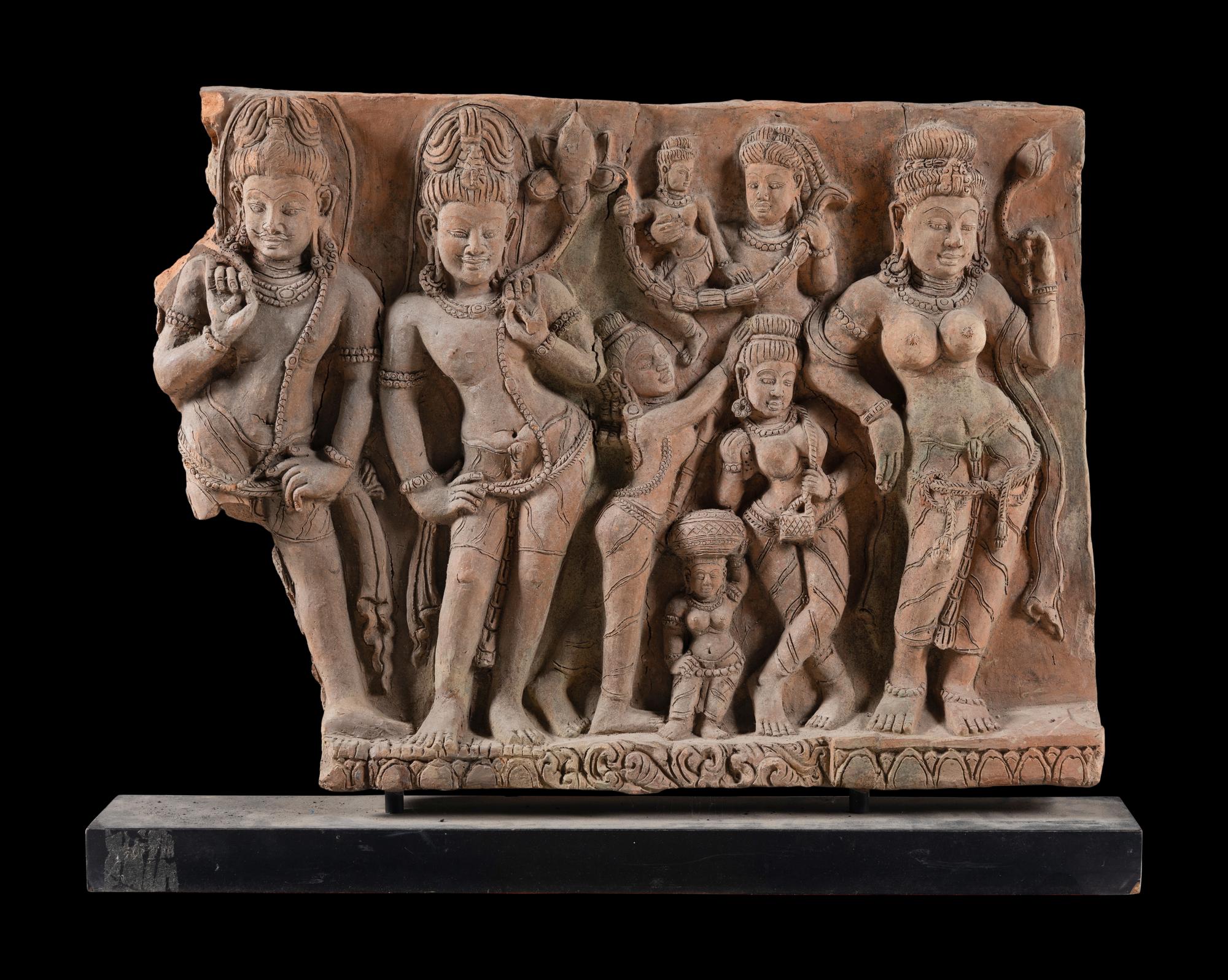 A Large Indian Carved Sandstone Relief Panel