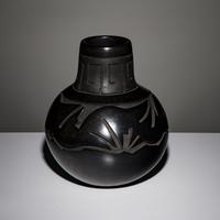 Melony Gutierrez (Santa Clara, 20th century) — Blackware Pottery Jar, with Turquoise