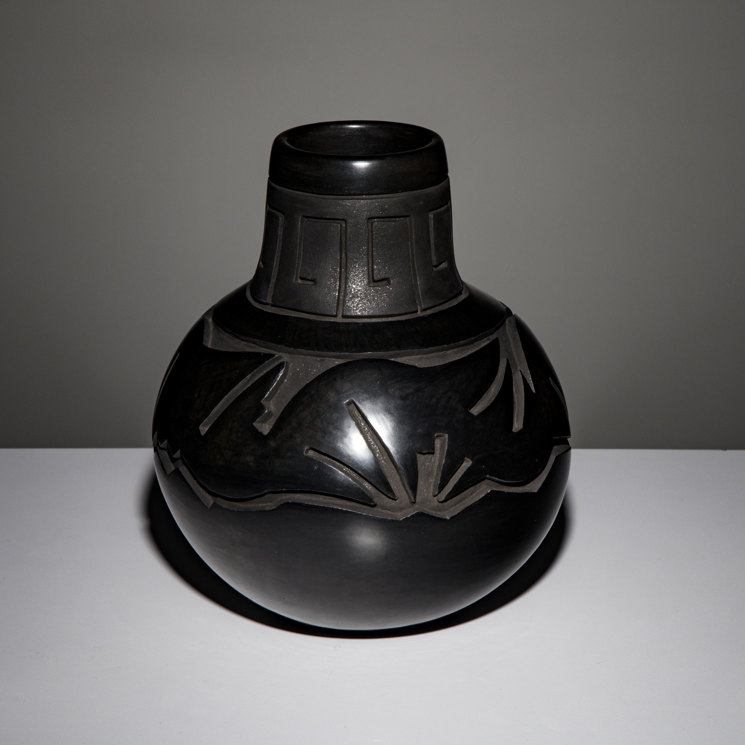 Melony Gutierrez (Santa Clara, 20th century) — Blackware Pottery Jar, with Turquoise
