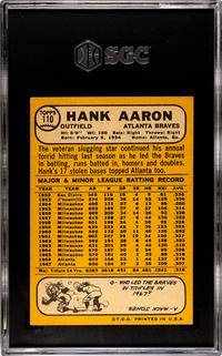 A 1968 Topps Hank Aaron Baseball Card No. 110 (SGC 6 EX-NM)