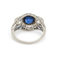 SAPPHIRE, DIAMOND, AND PLATINUM RING