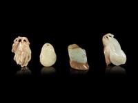 Twelve Chinese Carved Jade Figures of Fruits