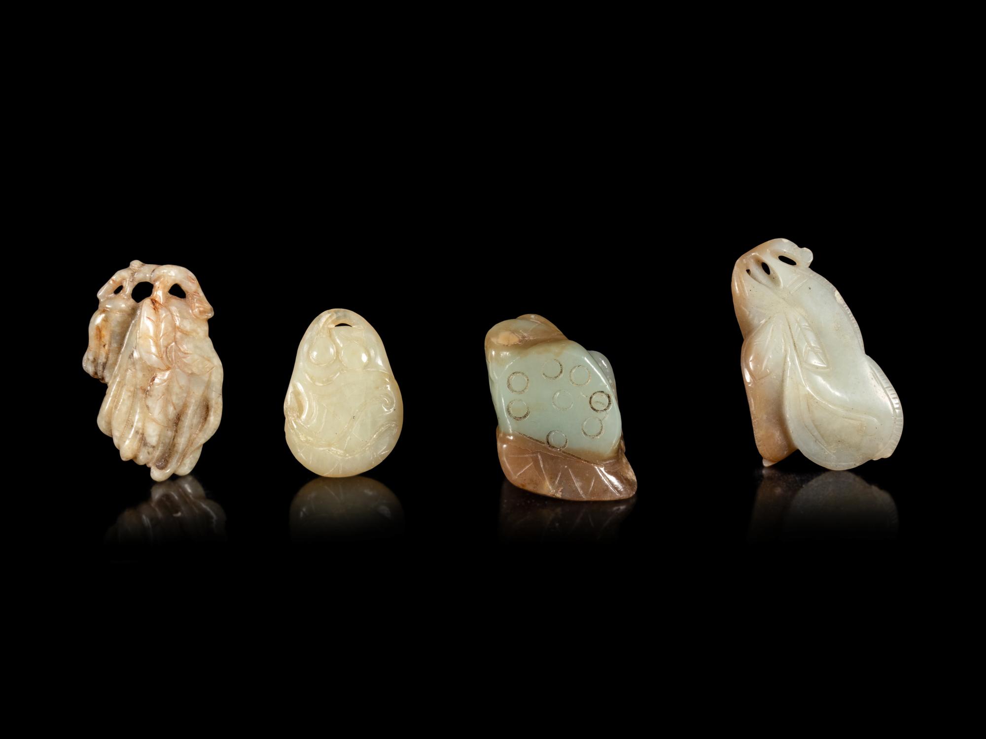 Twelve Chinese Carved Jade Figures of Fruits