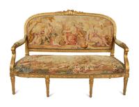 A Louis XVI Style Giltwood Settee with Tapestry Upholstery — 19TH CENTURY