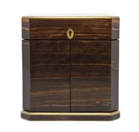 A Late Victorian Brass Banded Rosewood Liquor Chest, Width 6 3/4 inches.