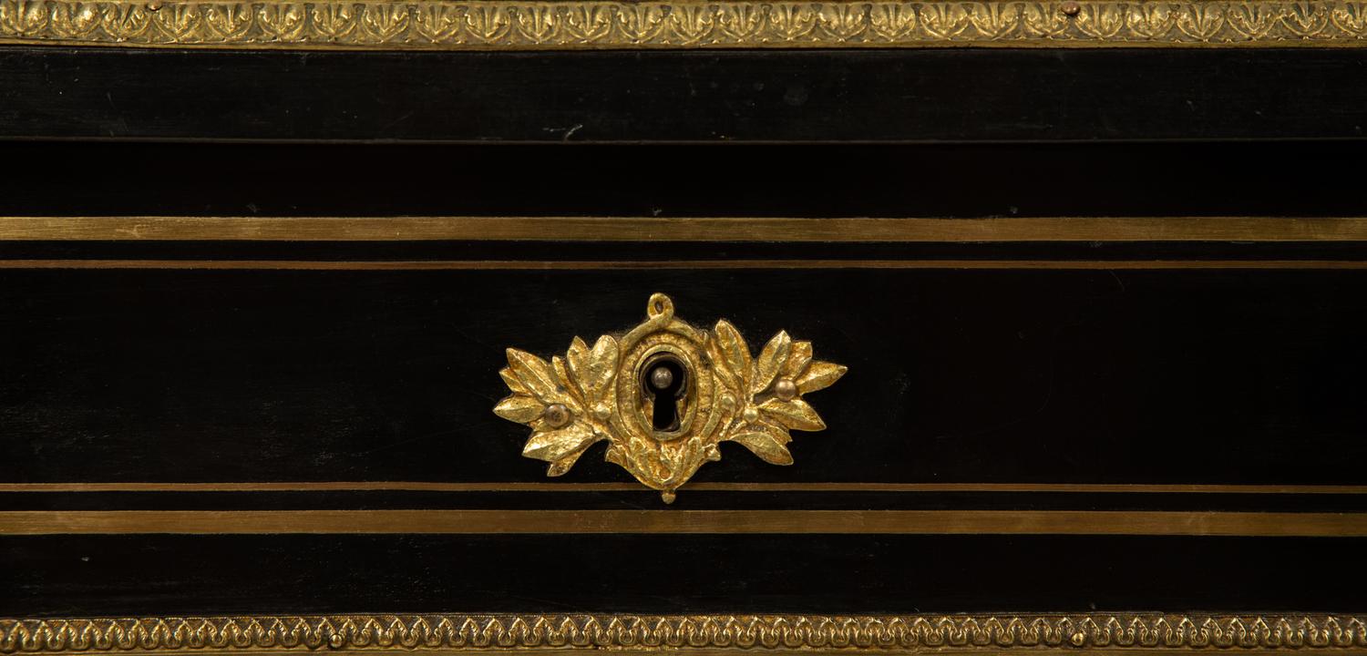 A Napoleon III Pewter and Brass Inlaid Ebonized Dressing Table — CIRCA 1870