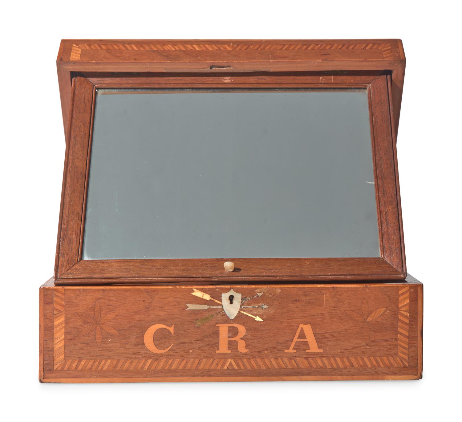 A Sailor-Made and Patriotically-Inlaid Walnut Dressing Box, Massachusetts, Mid-19th Century