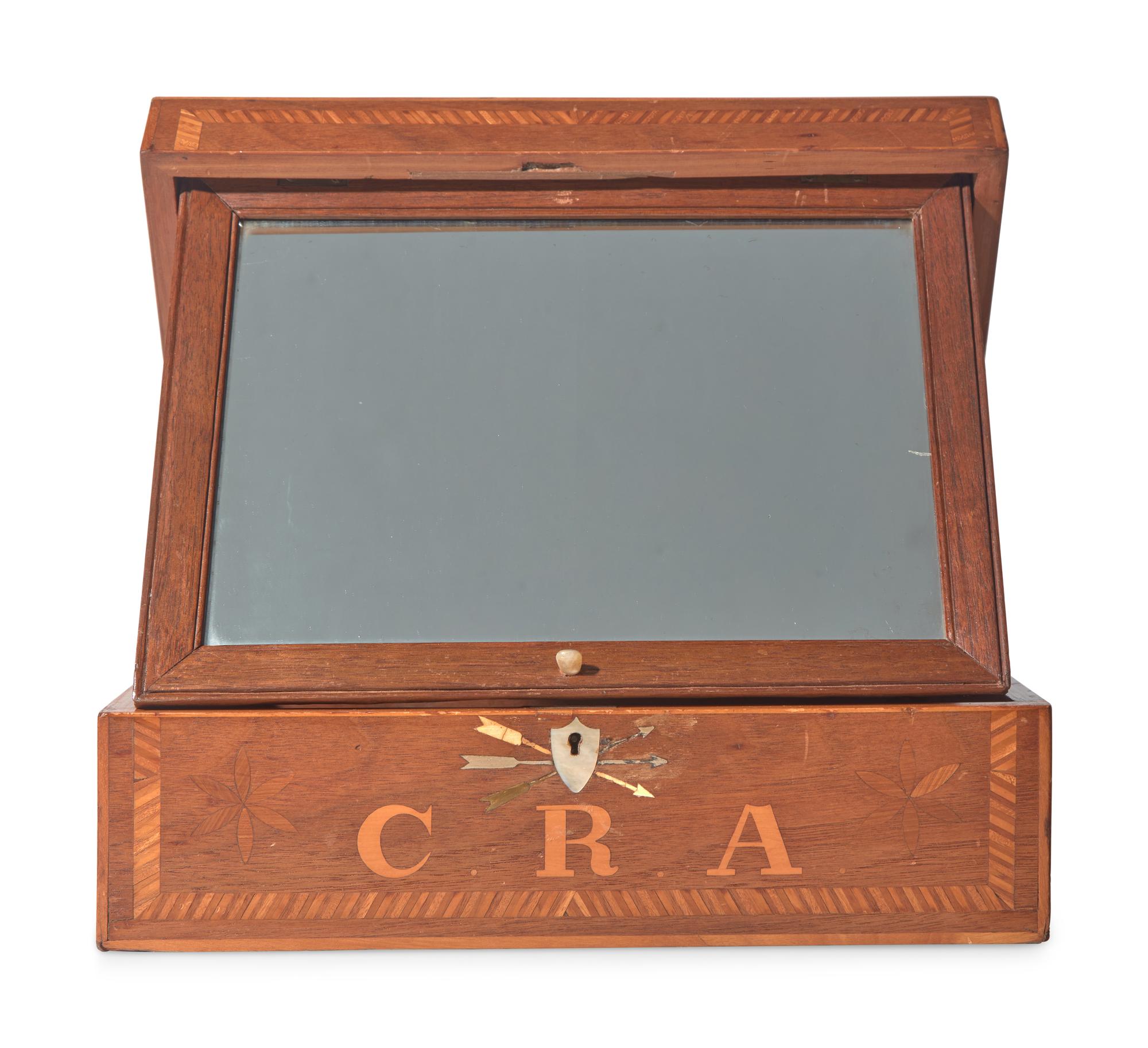 A Sailor-Made and Patriotically-Inlaid Walnut Dressing Box, Massachusetts, Mid-19th Century