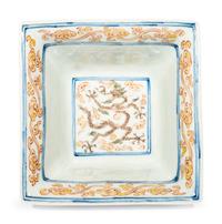 A Wucai Porcelain 'Dragon' Square Bowl
