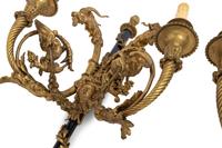 A Pair of French Gilt Bronze Two-Light Sconces