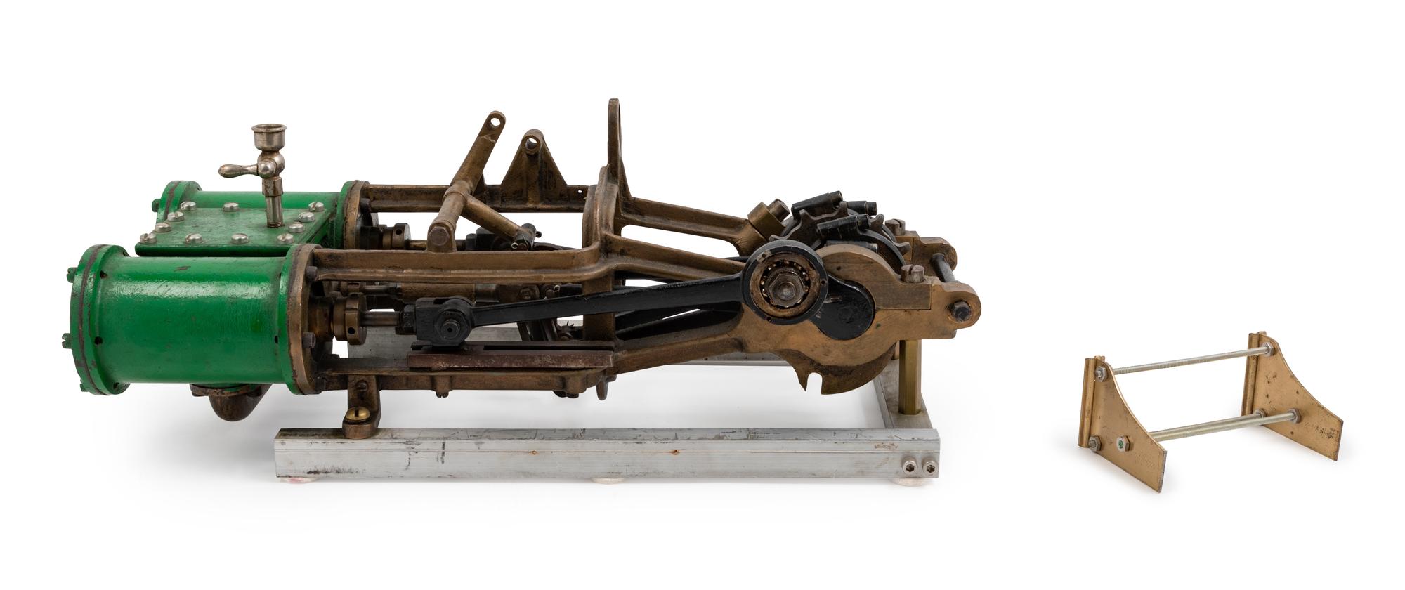 A Painted Metal Locomotive Drive Piston and Cylinder Demonstration Model