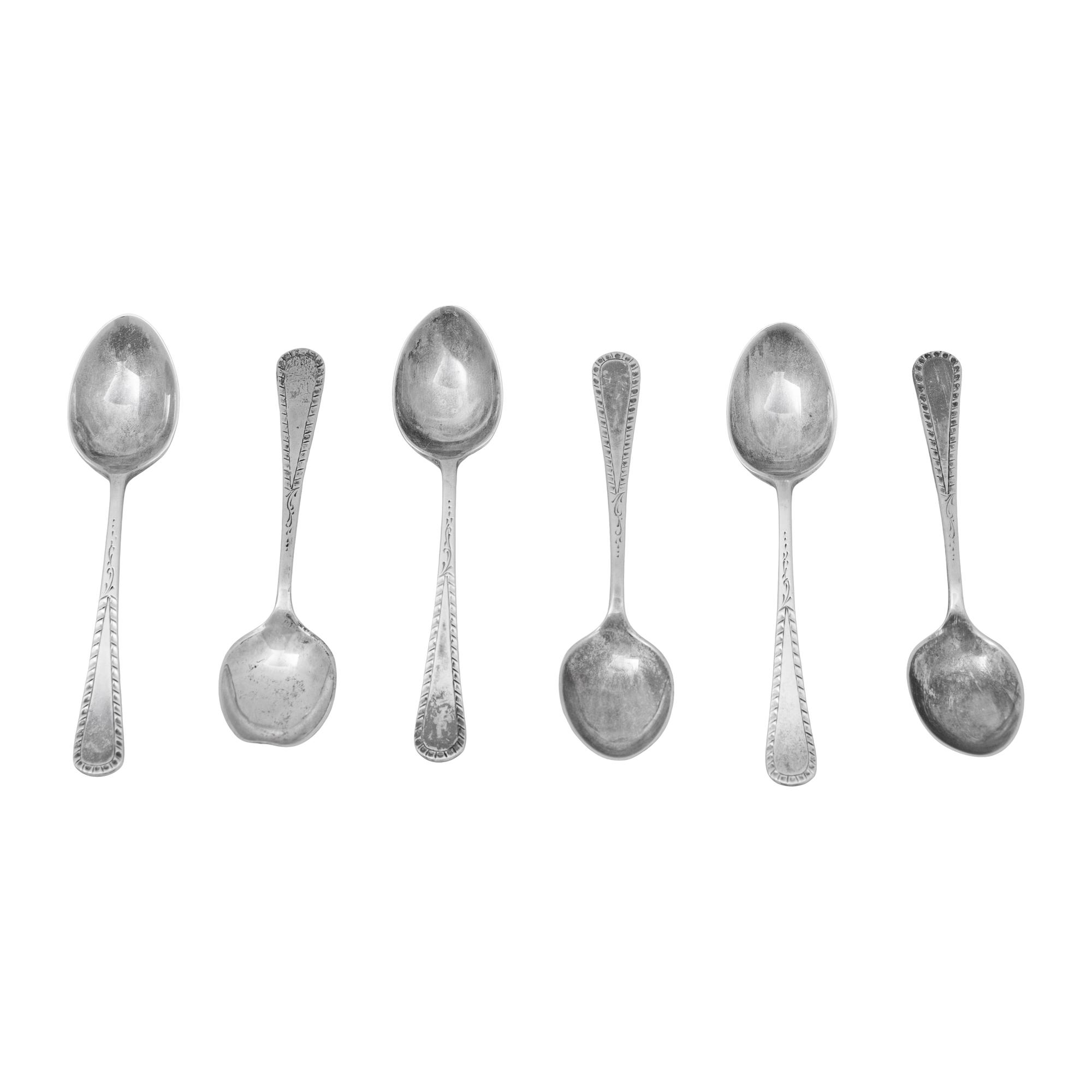 A Cased Set of Six English Silver Coffee Spoons