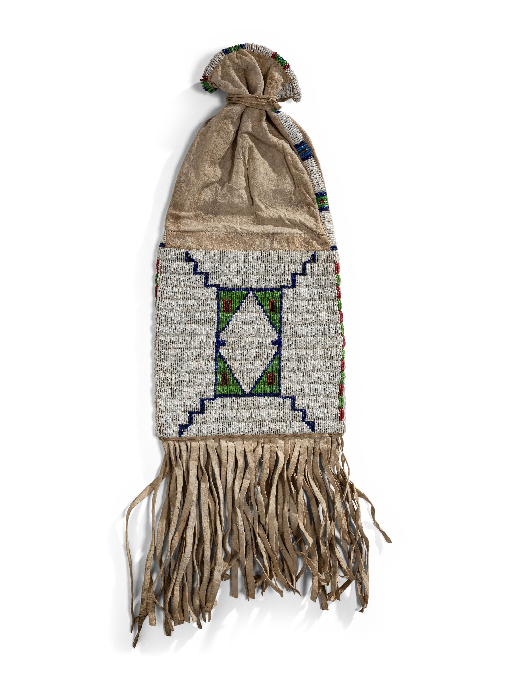 Sioux Beaded Hide Tobacco Bag