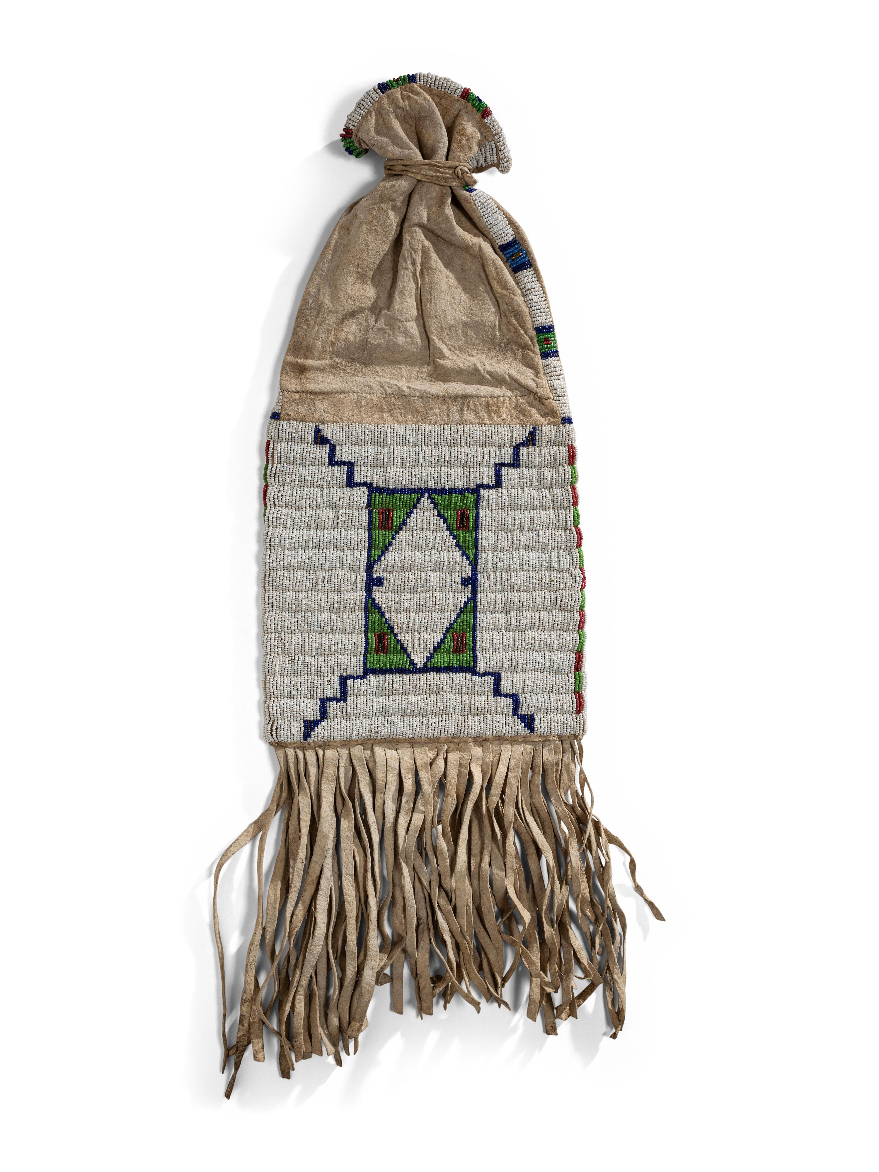 Sioux Beaded Hide Tobacco Bag