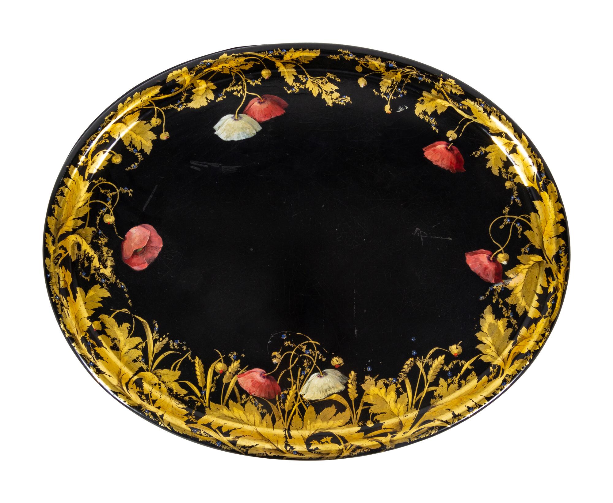A Victorian Painted Papier Mache Tray