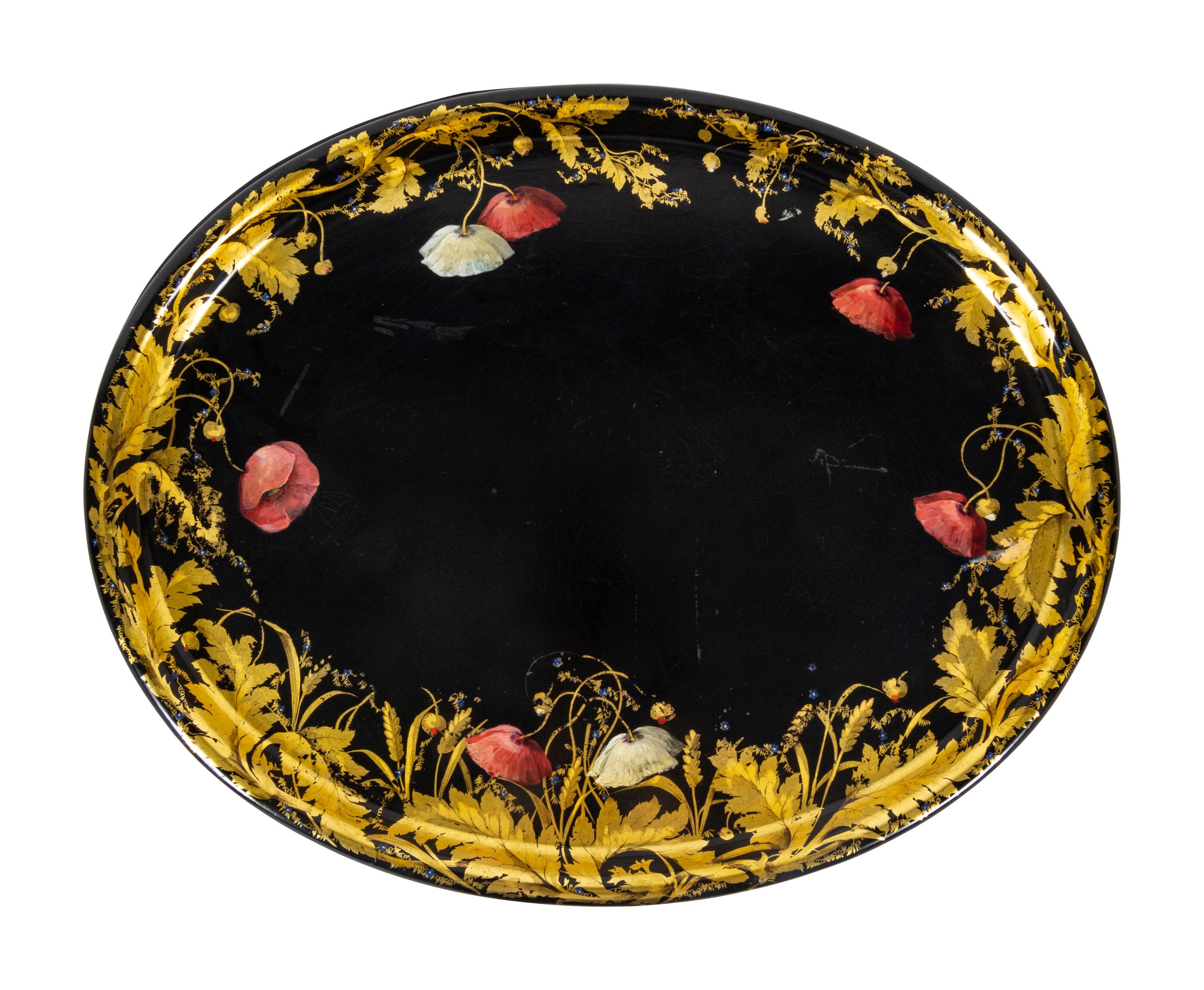 A Victorian Painted Papier Mache Tray