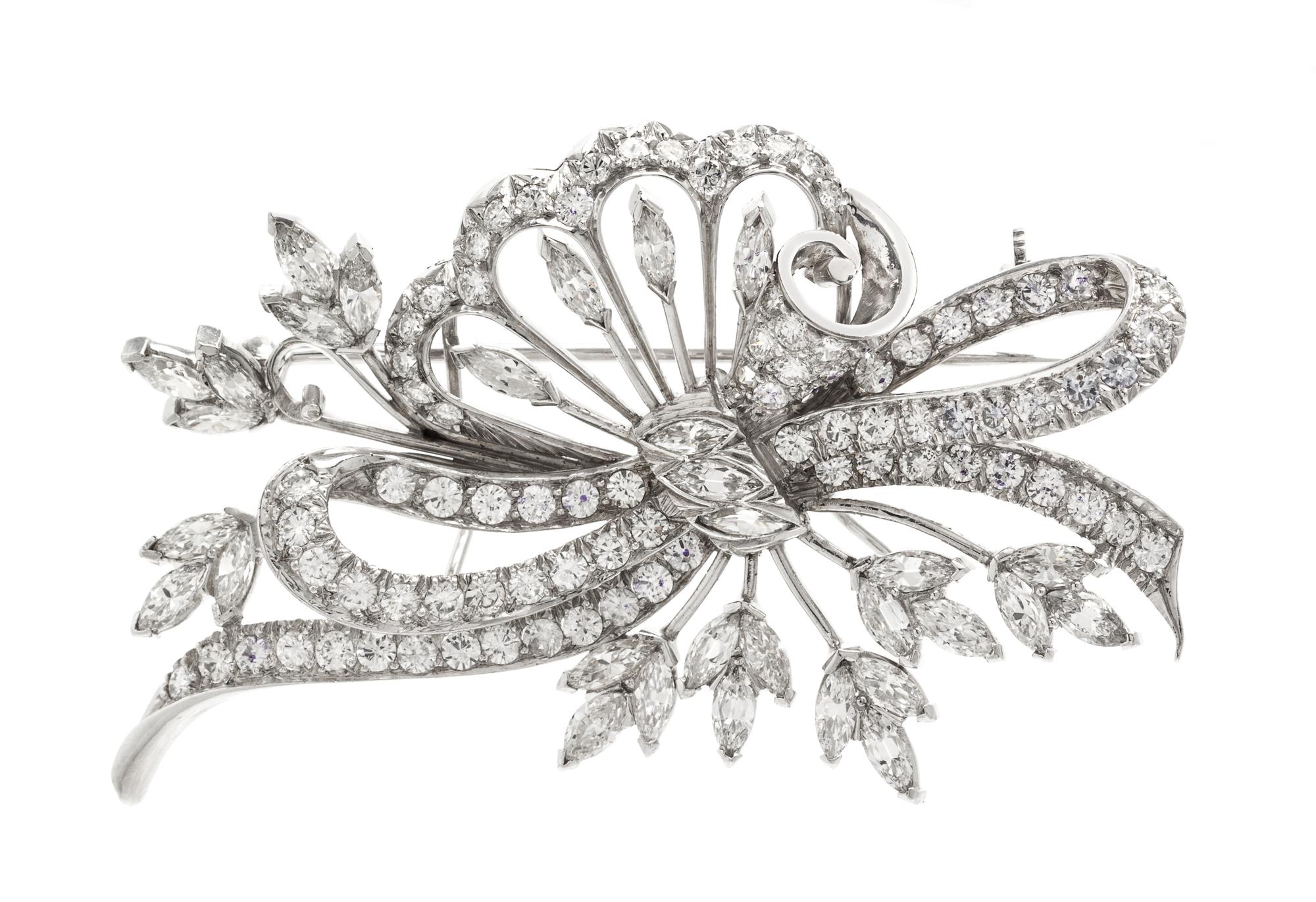 A Platinum and Diamond Spray Brooch, 15.10 dwts.
