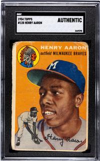A 1954 Topps Hank Aaron Rookie Baseball Card No. 128 (SGC AUTHENTIC)
