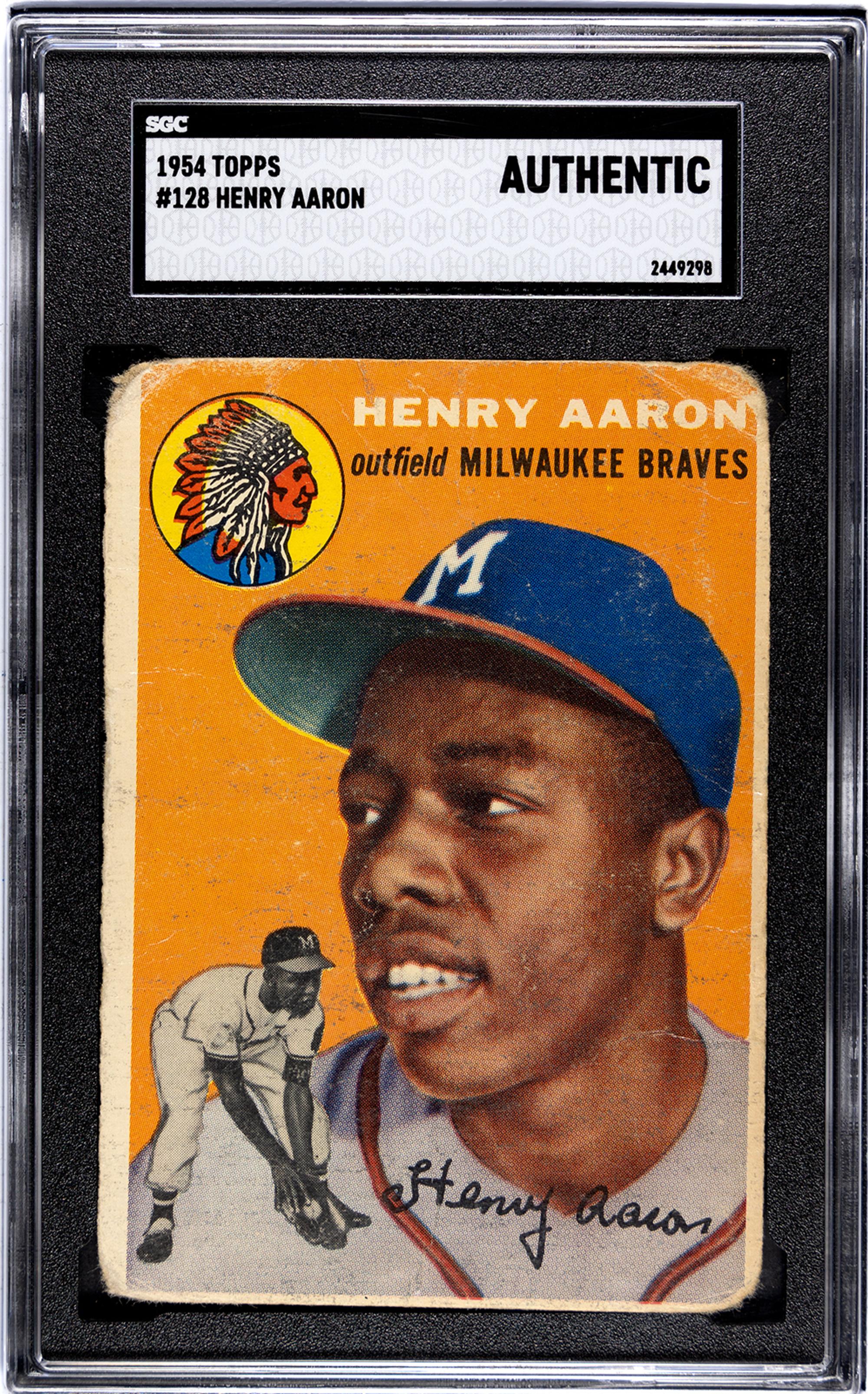 A 1954 Topps Hank Aaron Rookie Baseball Card No. 128 (SGC AUTHENTIC)