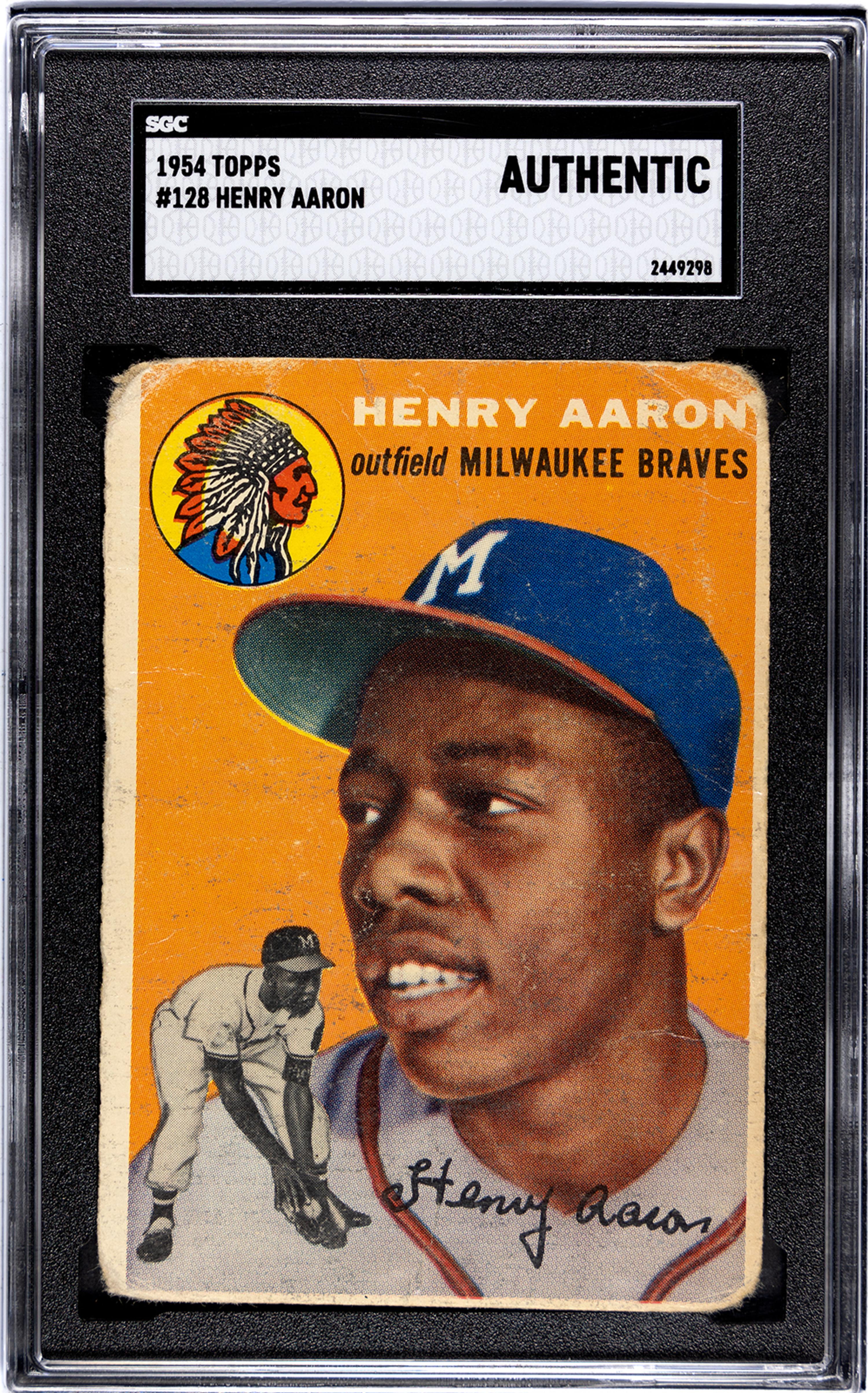 A 1954 Topps Hank Aaron Rookie Baseball Card No. 128 (SGC AUTHENTIC)
