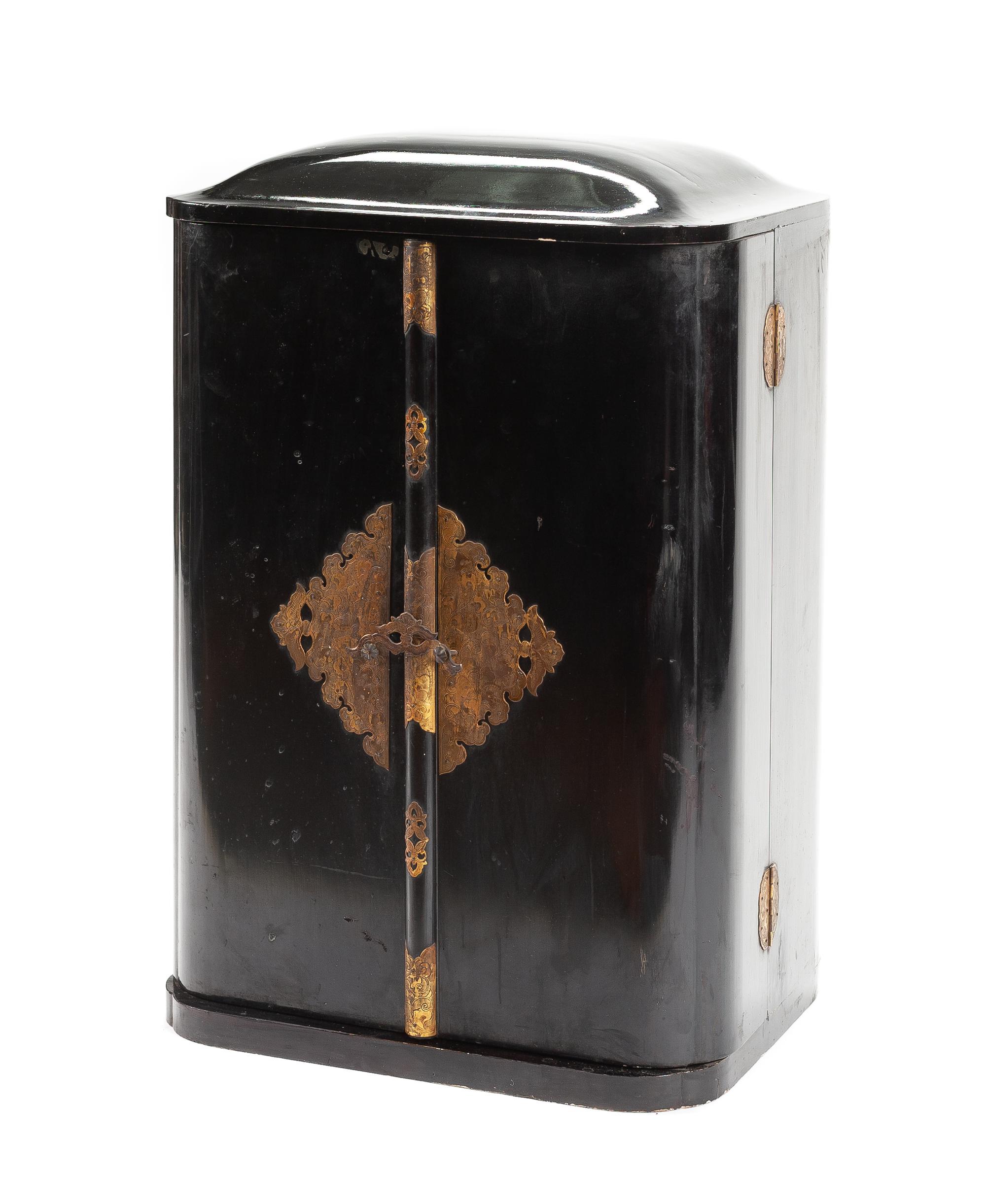 A Japanese Lacquered Shrine Height 30 x width 20 1/2 x depth 15 inches.