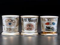 Three Oddfellows Porcelain Shaving Mugs