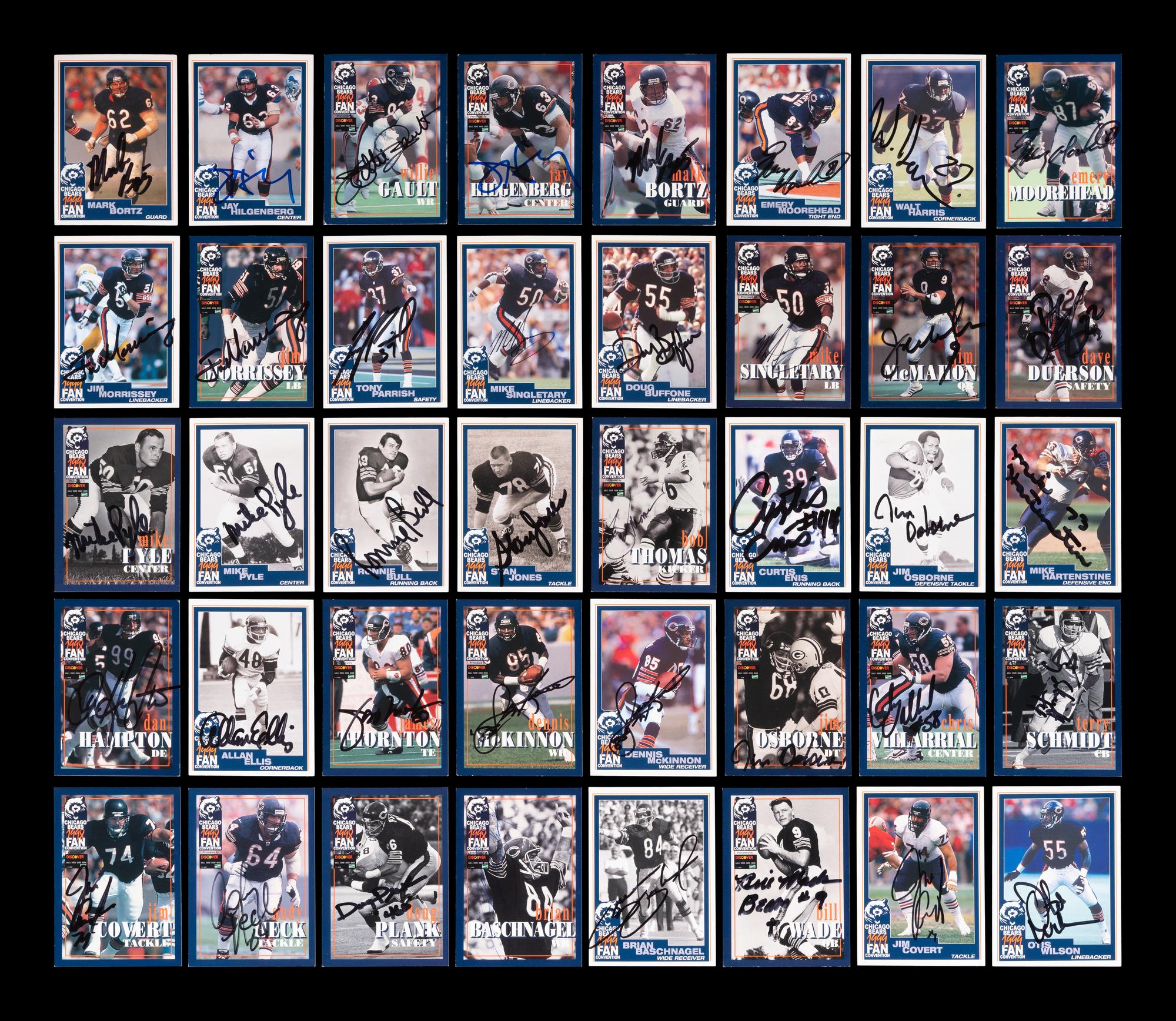 A Group of 75 Chicago Bears Signed Autograph Team Issued Football Cards Including Multiple Hall of Fame and Deceased Players (Beckett Authentication Services BAS Certified),