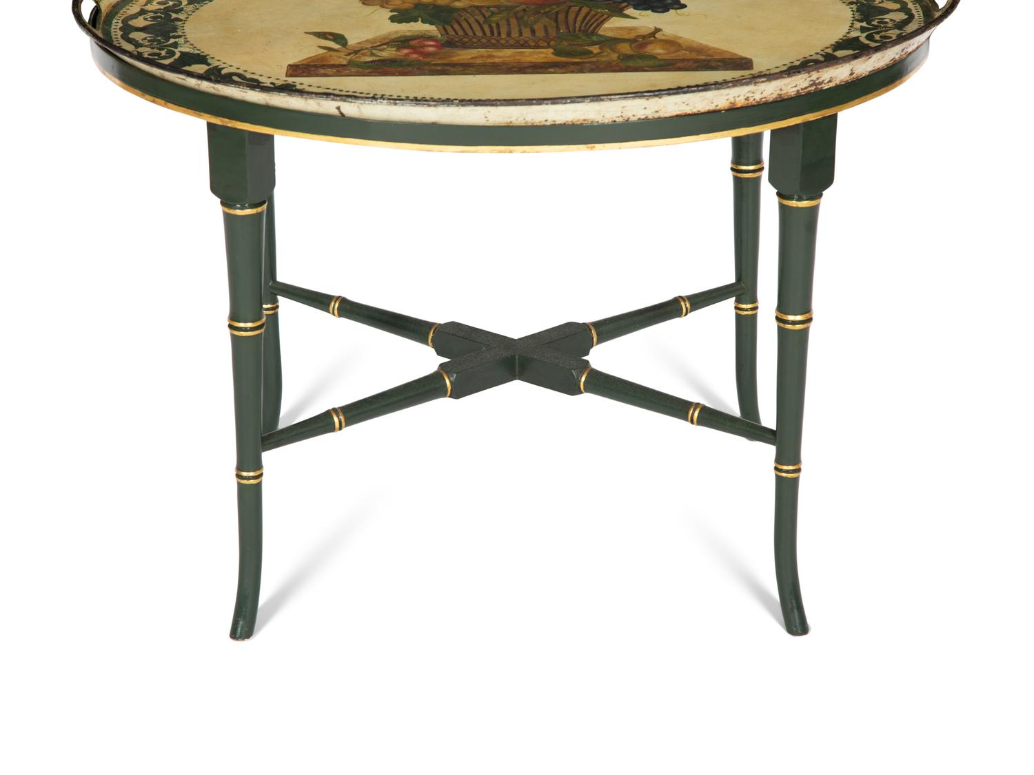 A Regency Style Painted Tole Tray Top Table