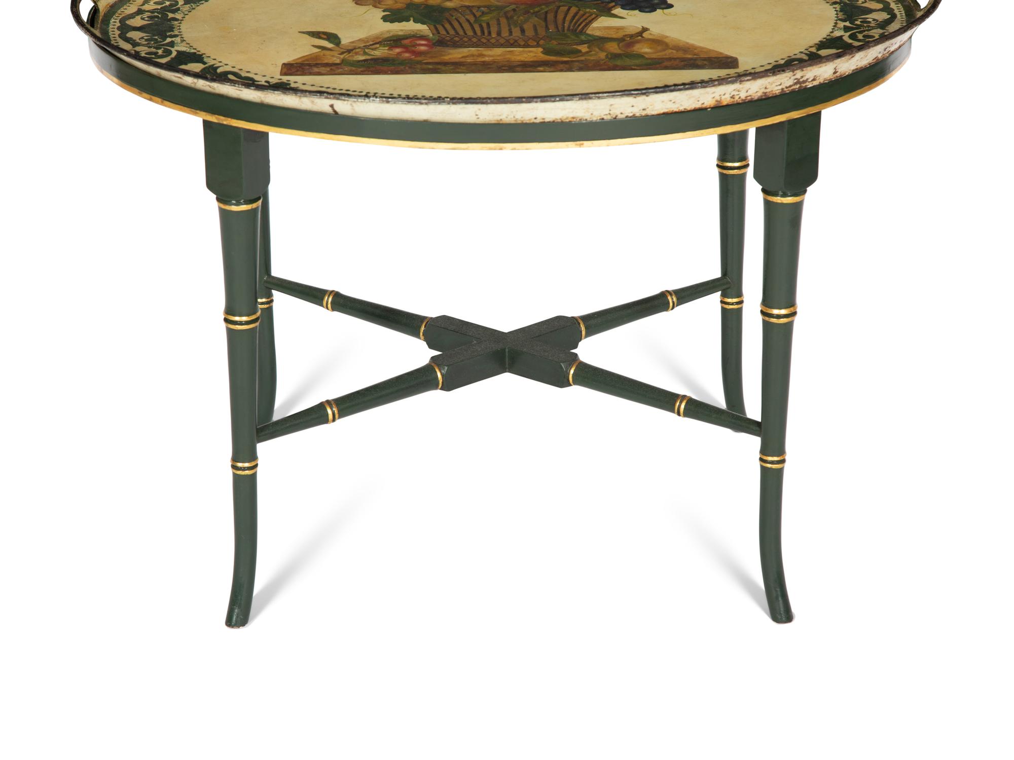 A Regency Style Painted Tole Tray Top Table