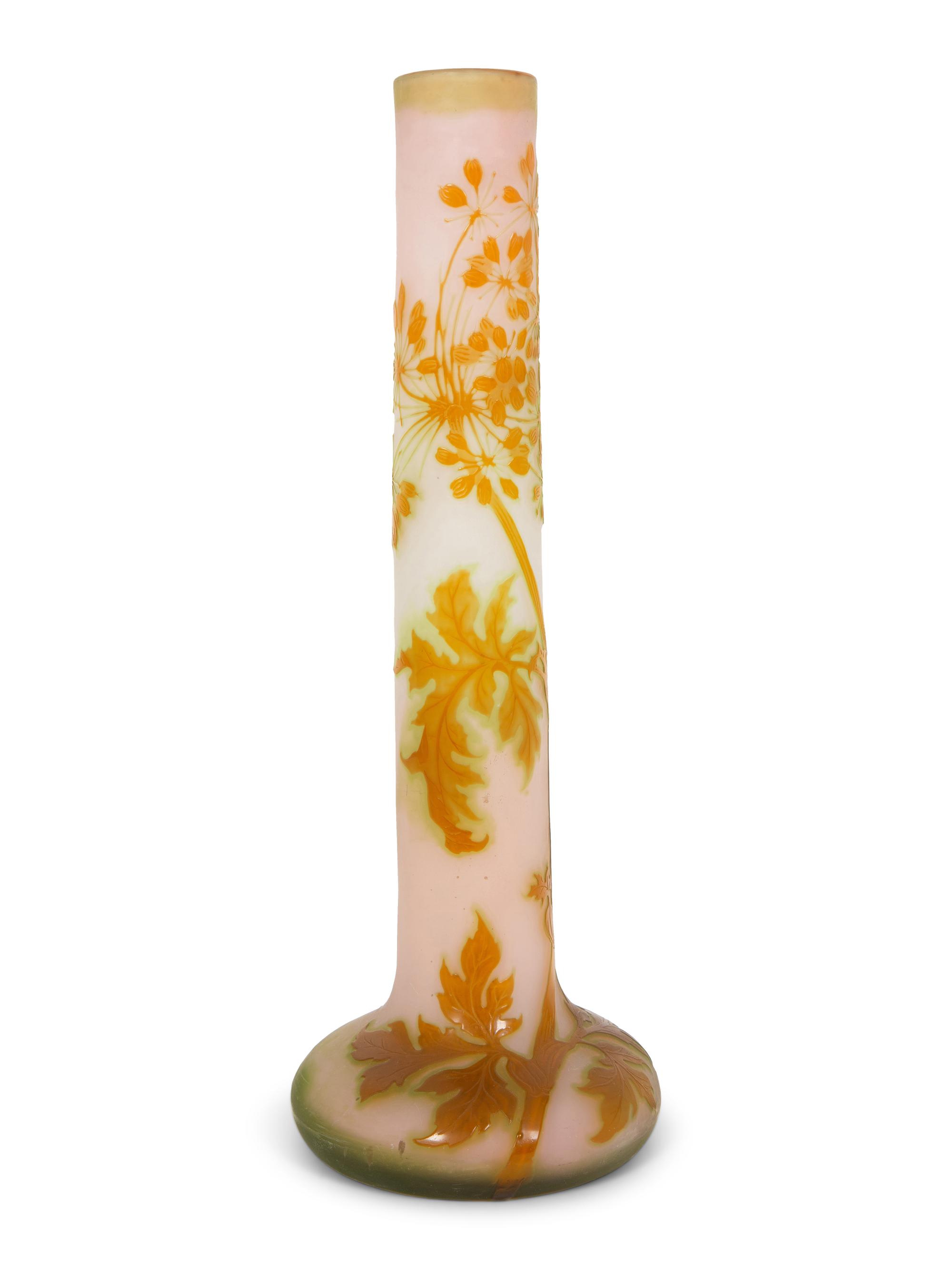 A Large Gallé Cameo Glass Columnar Vase