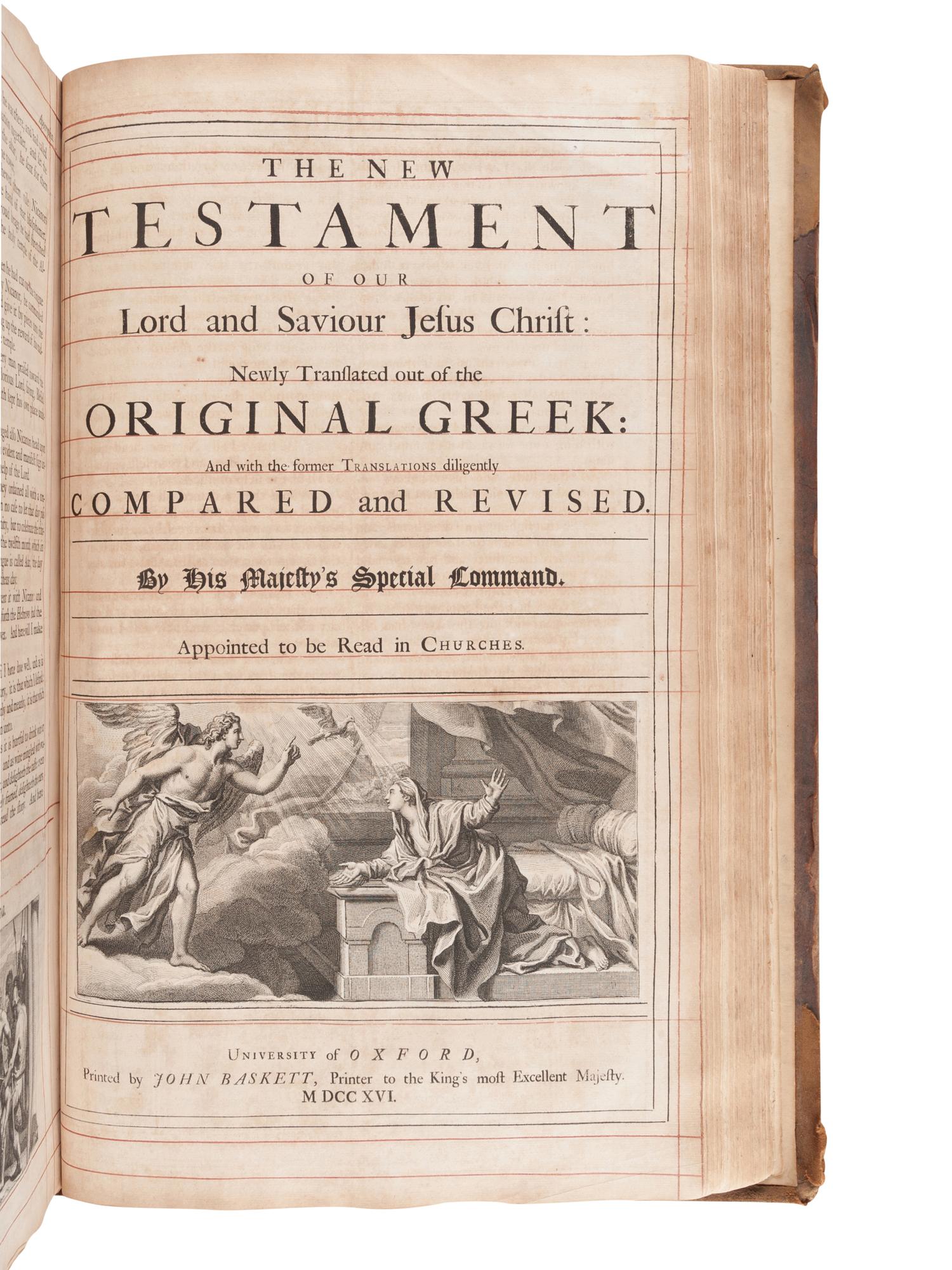 [BIBLE, in English]. The Holy Bible, containing the Old Testament and the New . Oxford: John Baskett, 1717-16.