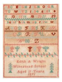 Five Needlework Embroidered Schoolgirl's Samplers