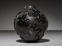 Carved Micaceous Blackware Jar, with Hummingbirds