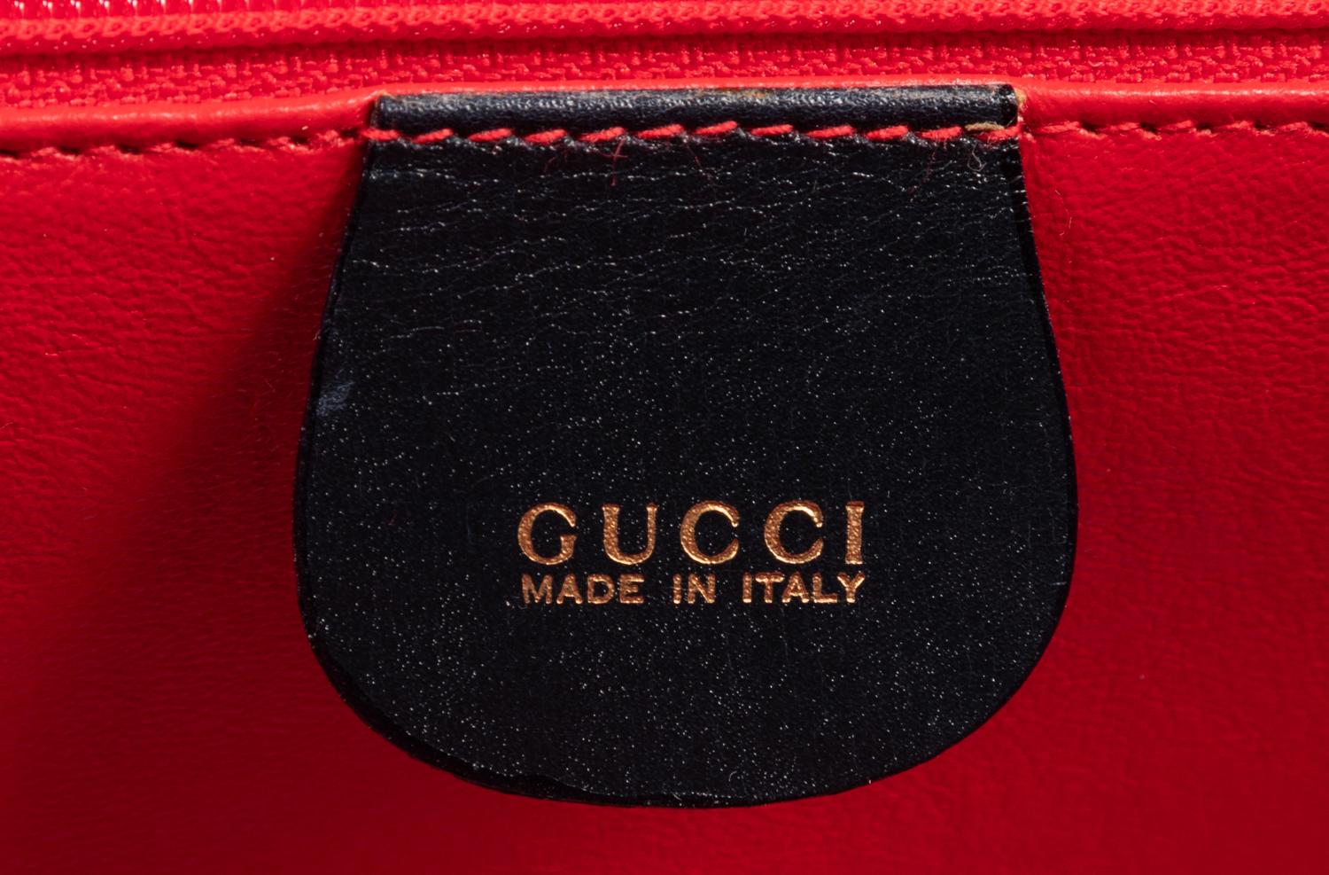 Gucci Navy Leather Front Lock Handbag
