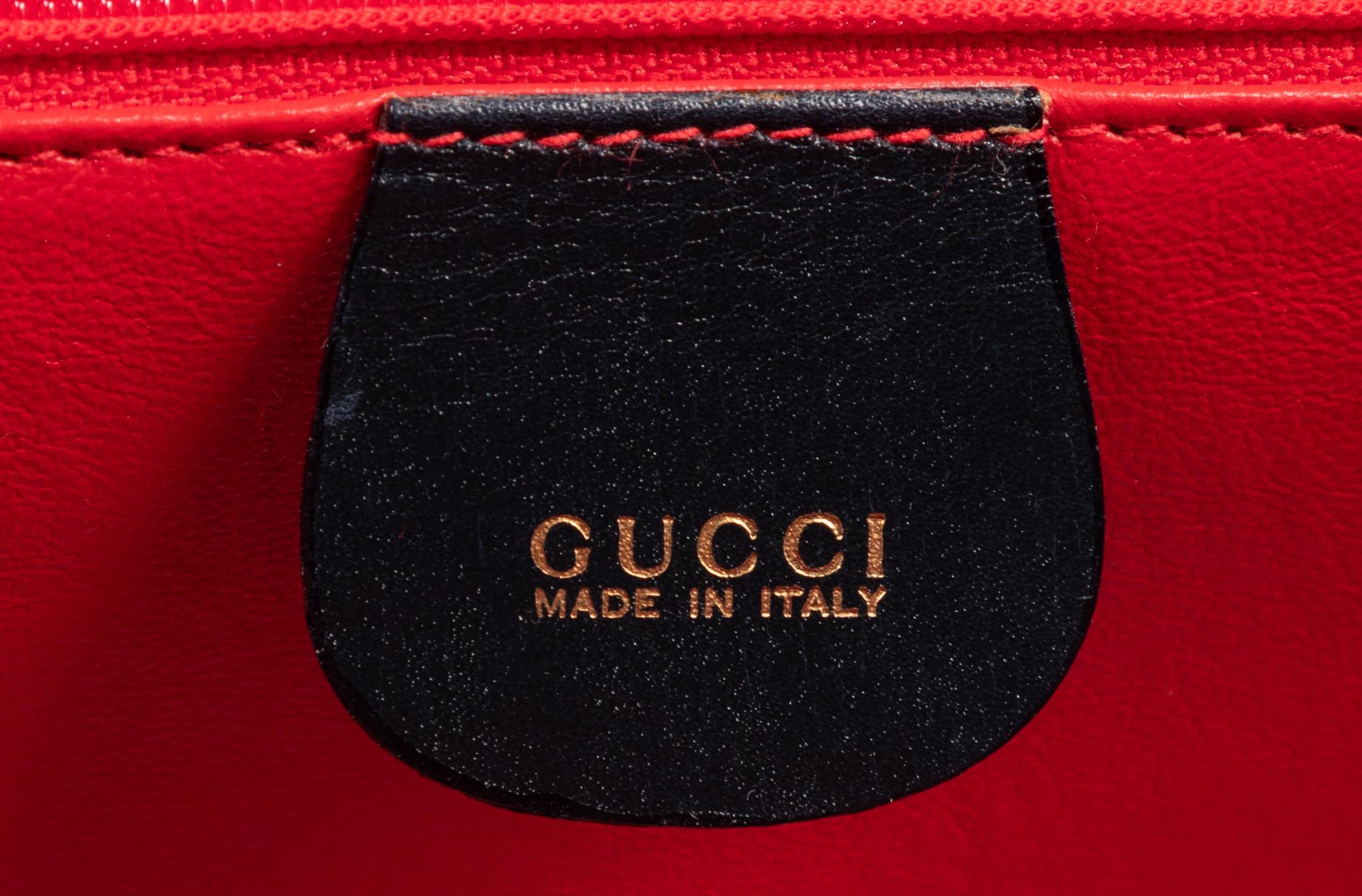 Gucci Navy Leather Front Lock Handbag