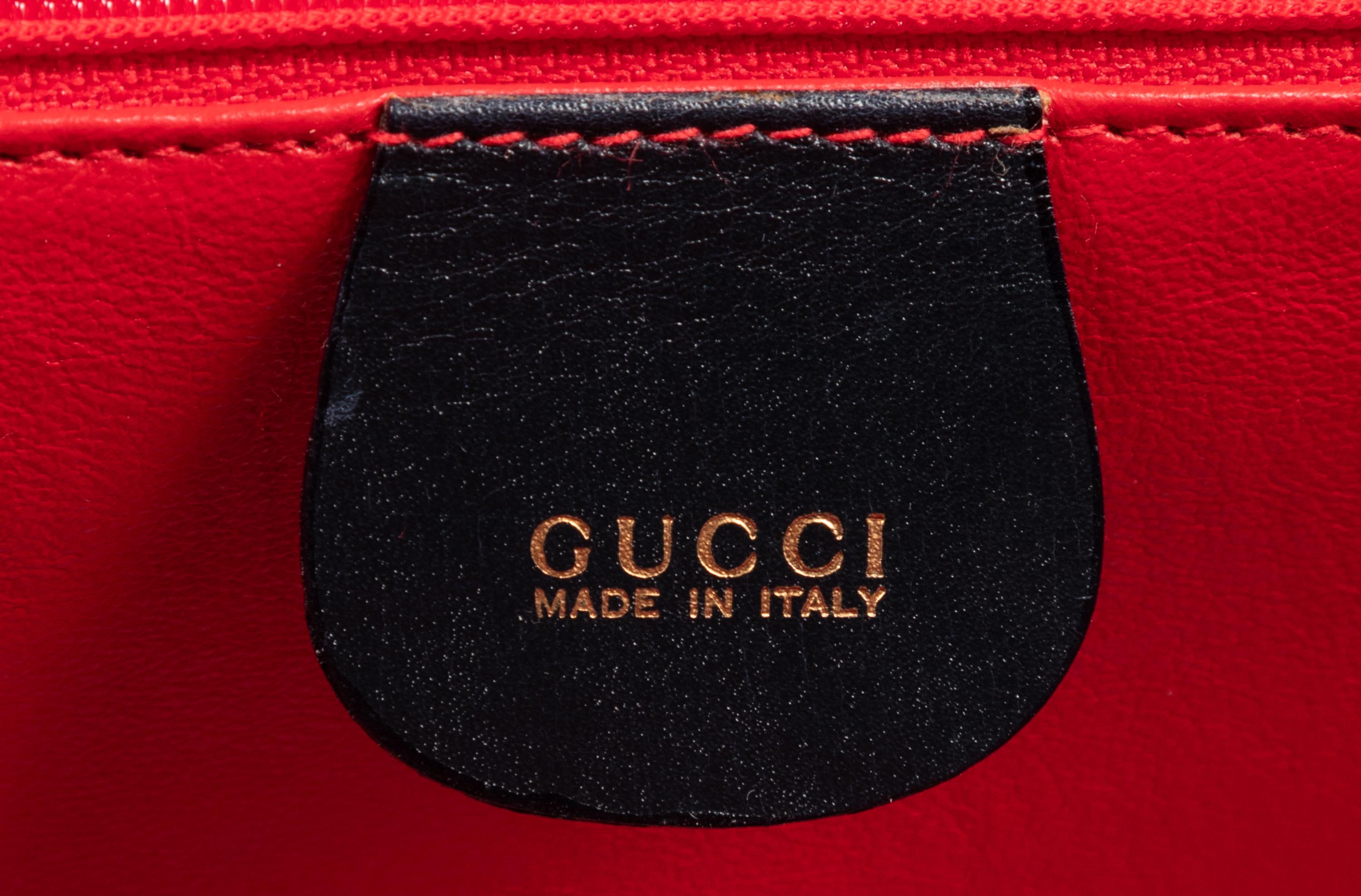 Gucci Navy Leather Front Lock Handbag