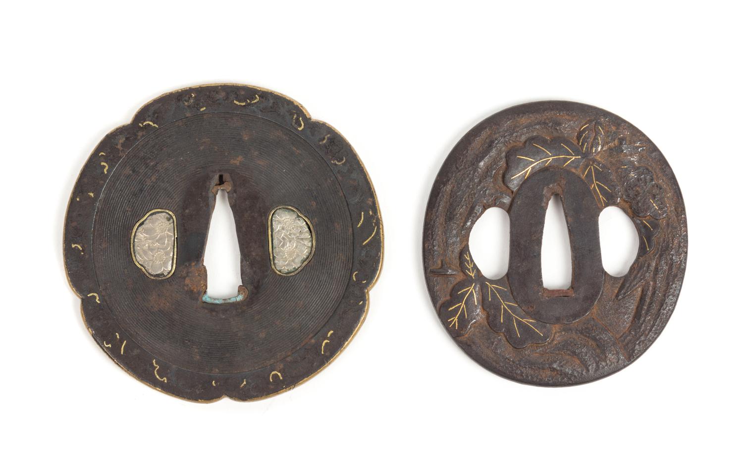 Two Iron Tsuba Length of larger 3 1/8 inches. — 19TH CENTURY