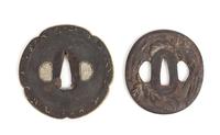 Two Iron Tsuba Length of larger 3 1/8 inches. — 19TH CENTURY