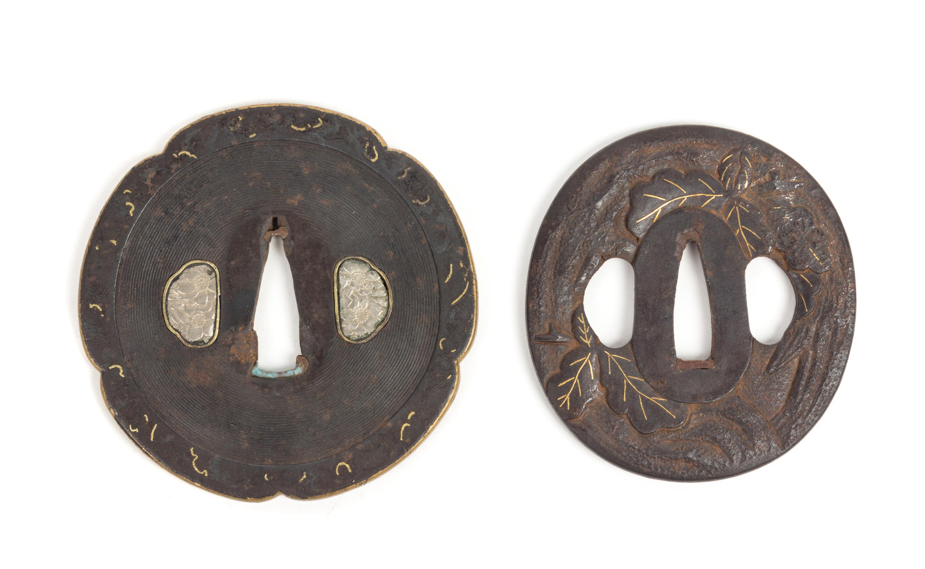 Two Iron Tsuba Length of larger 3 1/8 inches. — 19TH CENTURY