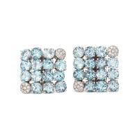 GAVELLO, WHITE GOLD, AQUAMARINE, BLUE TOPAZ AND DIAMOND EARCLIPS