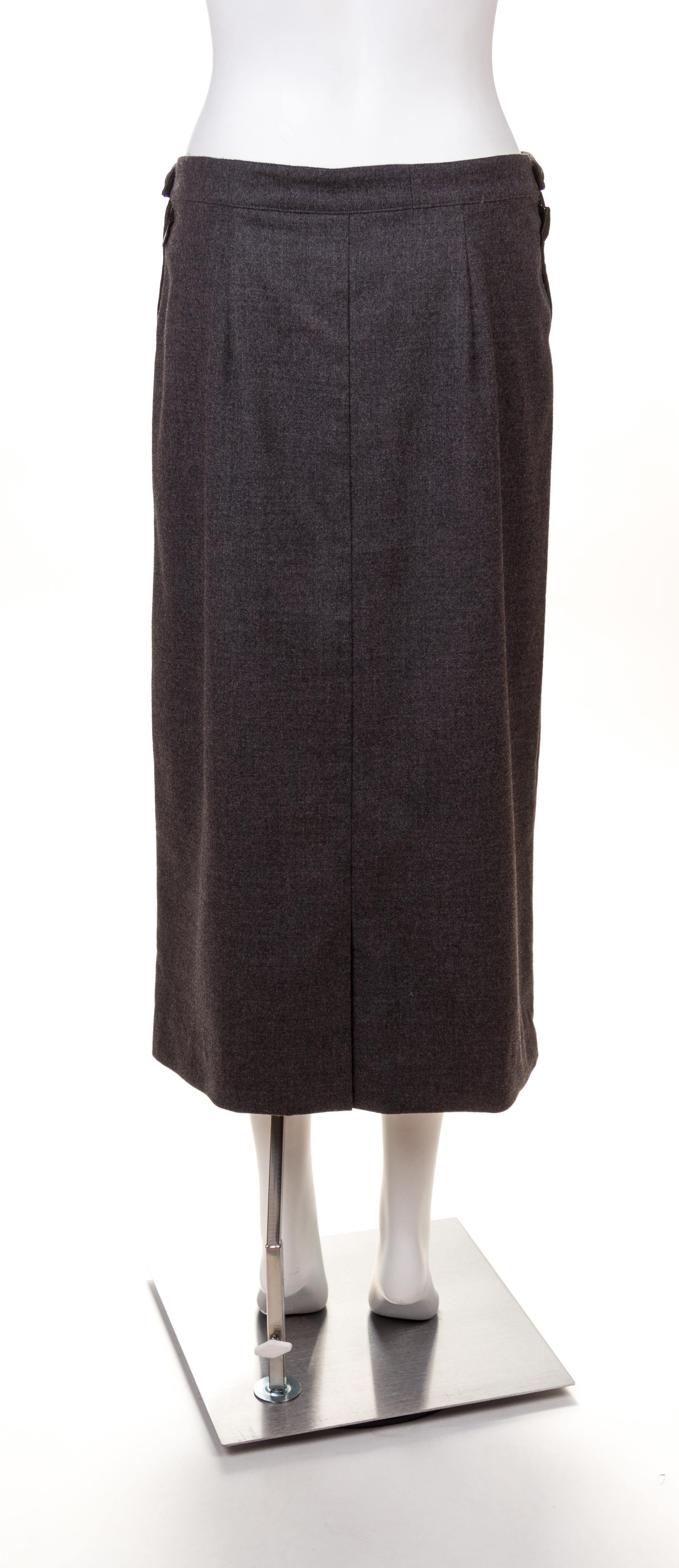 An Hermès Grey Wool Sheath Skirt, Size 46.