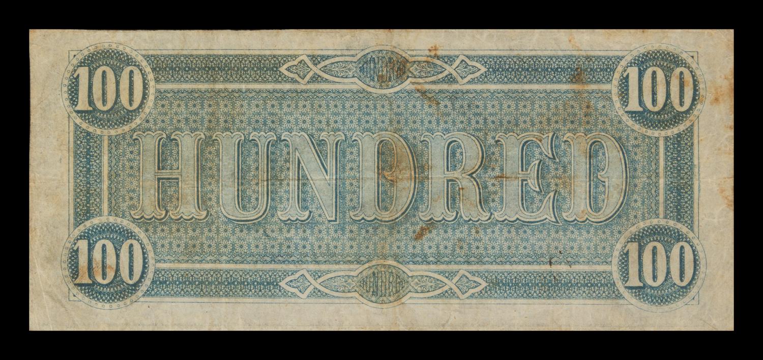 A Confederate States of American 1865 T-65 $100 Note