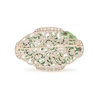 ART DECO, JADE AND DIAMOND BROOCH