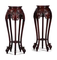 Two Carved Hardwood Fern Stands