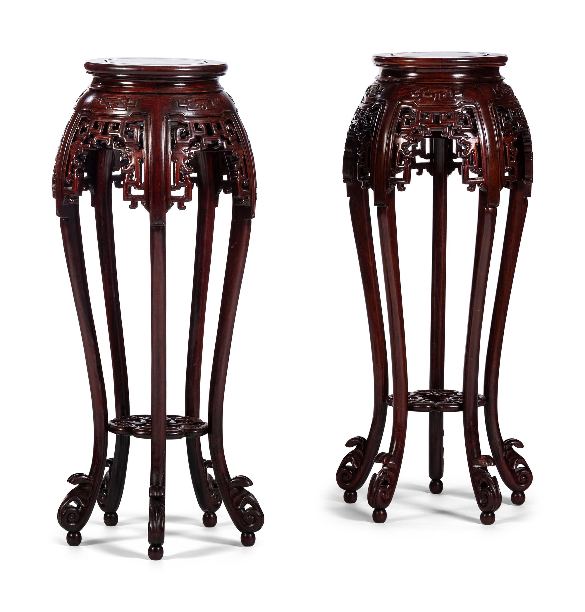 Two Carved Hardwood Fern Stands