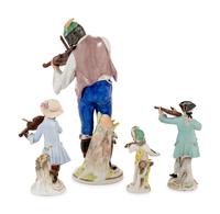 Four Meissen Porcelain Violin Players